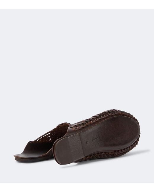 The Row Brown Woven Leather Slip-On Shoes for men