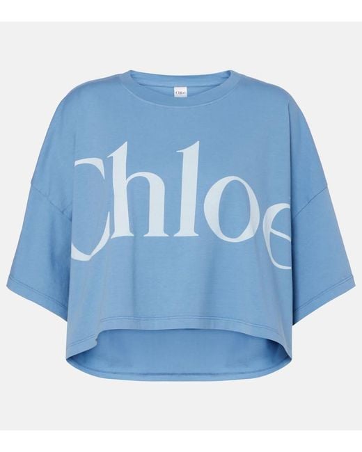 Chloé Blue Logo Crop T-Shirt