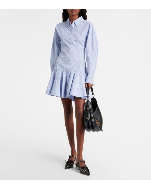 Ganni Blue Striped Cotton Shirt Dress