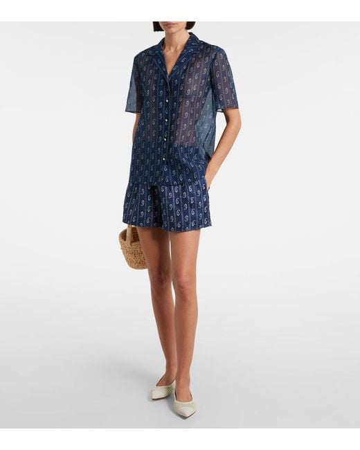 Tory Burch Blue Printed Shorts