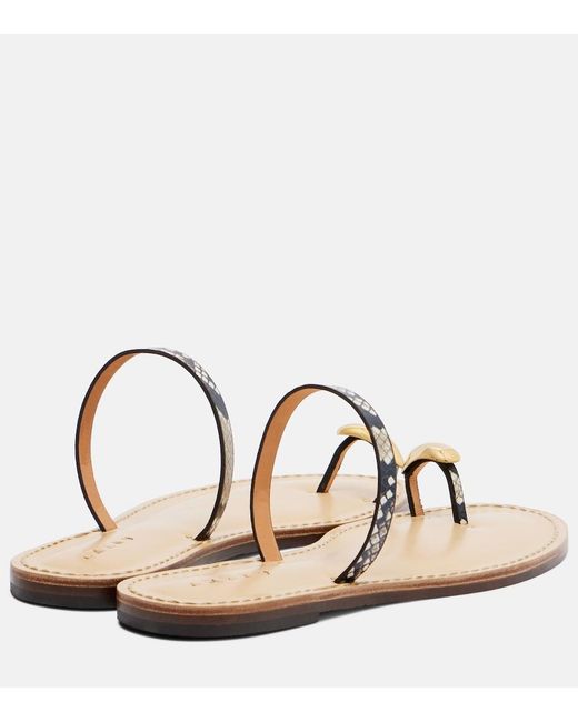 Amanu Metallic Kibera Snake-Effect Leather Sandals