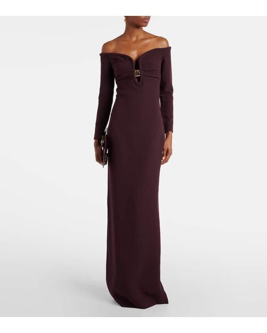 Roland Mouret Purple Verzierte Robe Aus Cady