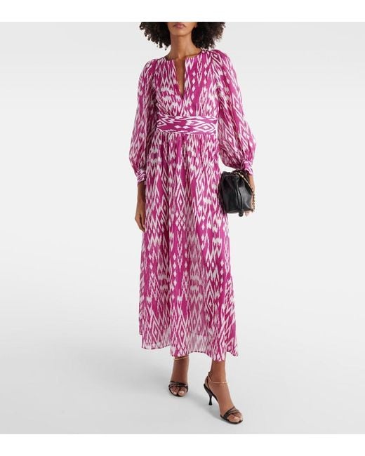 Eres Pink Tornado Balloon-Sleeve Maxi Dress
