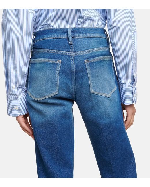 FRAME Blue Le Nouveau Mid-rise Straight Jeans