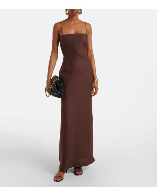 Faithfull The Brand Brown Linen Maxi Dress