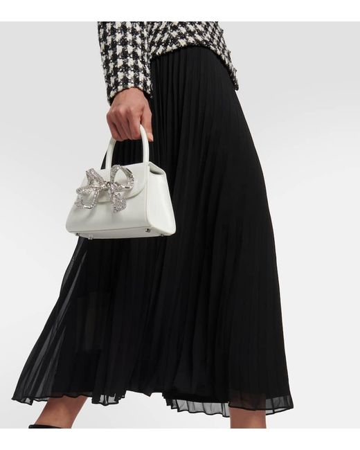 Self-Portrait Black Check Boucle Chiffon Midi Dress
