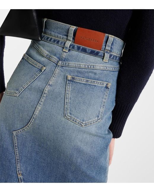 Altuzarra Blue High-Rise Denim Midi Skirt
