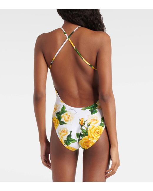 Dolce & Gabbana Yellow Floral Swimsuit