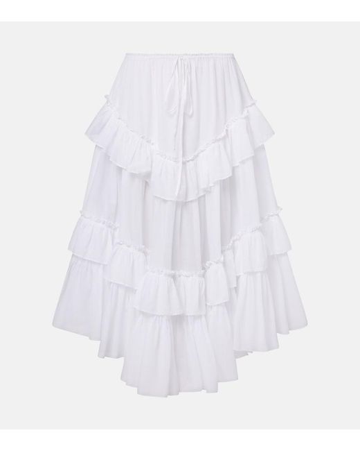 Chloé White Cotton Midi Skirt