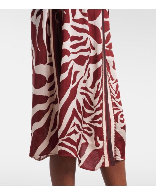 Poupette Red Erica Printed Satin Kaftan