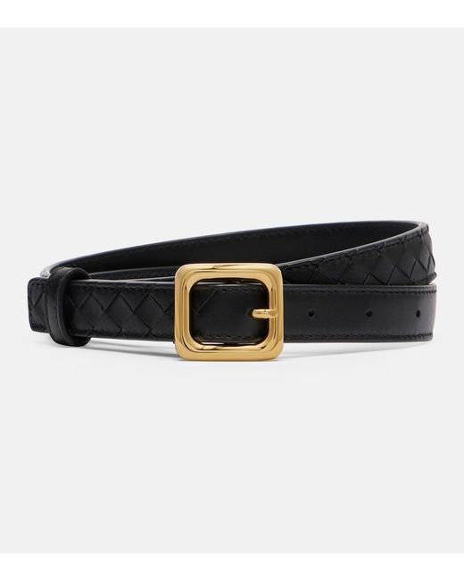 Bottega Veneta Black Intrecciato Leather Belt