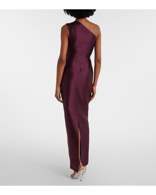 Solace London Purple Kira Draped Satin Gown