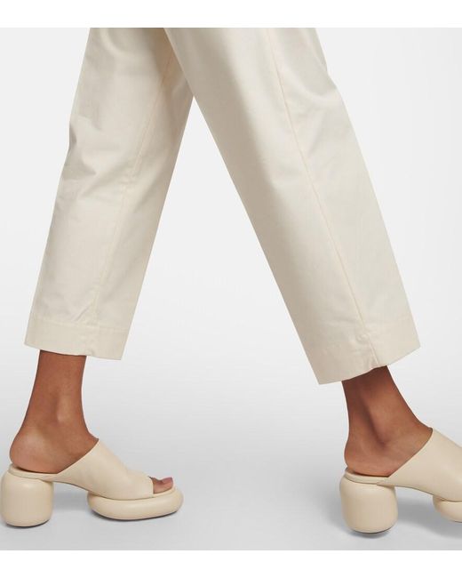Jil Sander Natural High-Rise Cotton Pants
