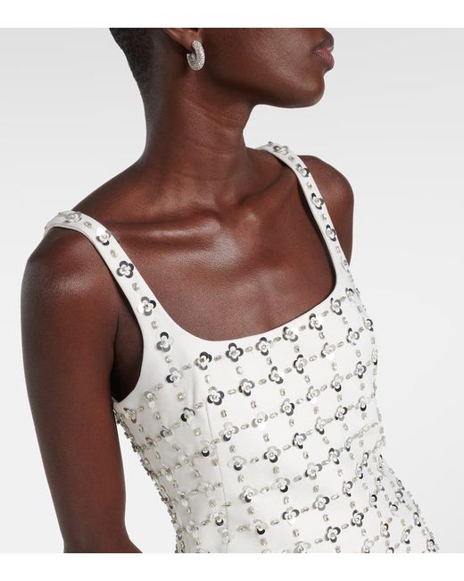 Vestido Corto Ziva De Crepe Con Lentejuelas Jonathan Simkhai de color White