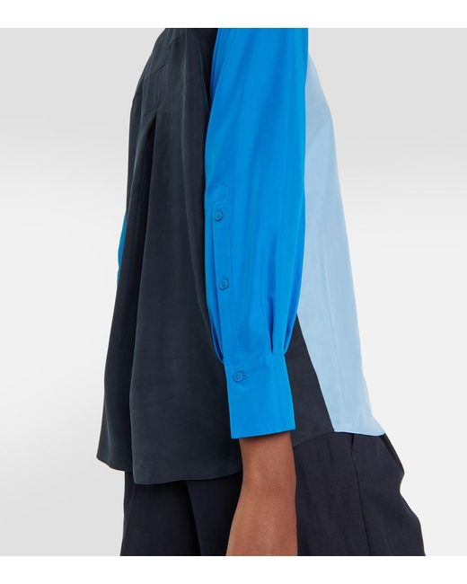 Dorothee Schumacher Blue Colorblock Silk Blouse