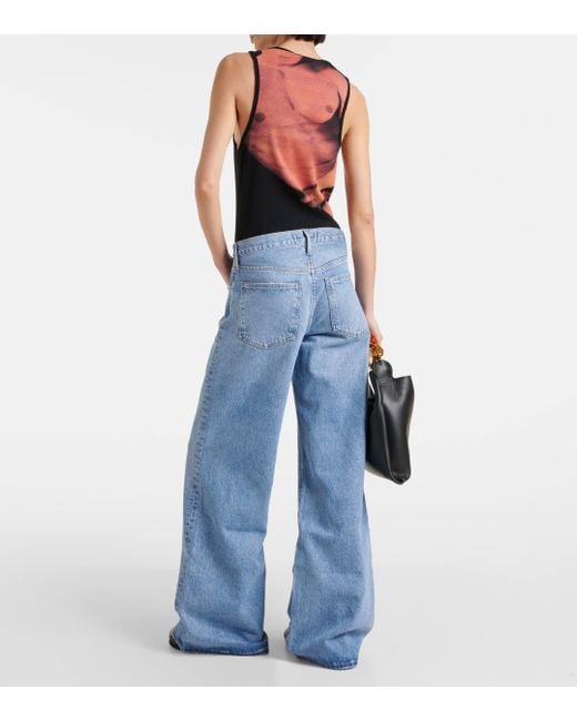 Agolde Blue Clara Low-rise Wide-leg Jeans