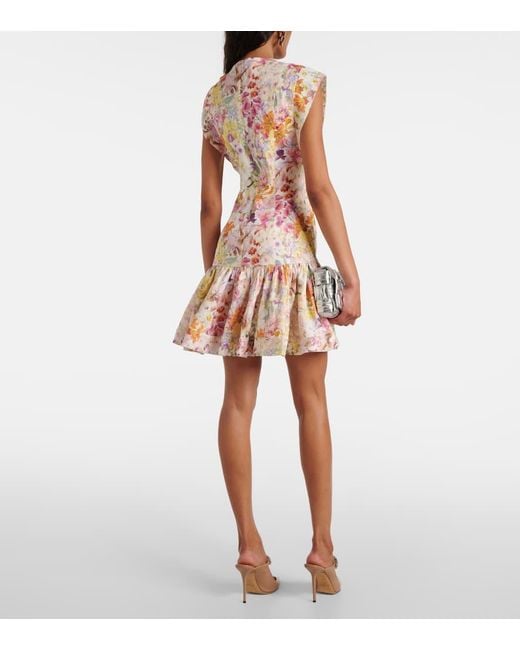 zimmermann harmony linen floral midi-dress Zimmermann Harmony Floral-Print Linen Mini Dress In Ivory - 30% Off
