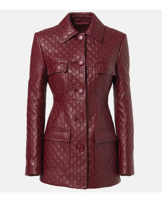 Gucci Red Lederjacke GG