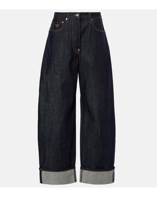 Prada Blue Wide-Leg Jeans