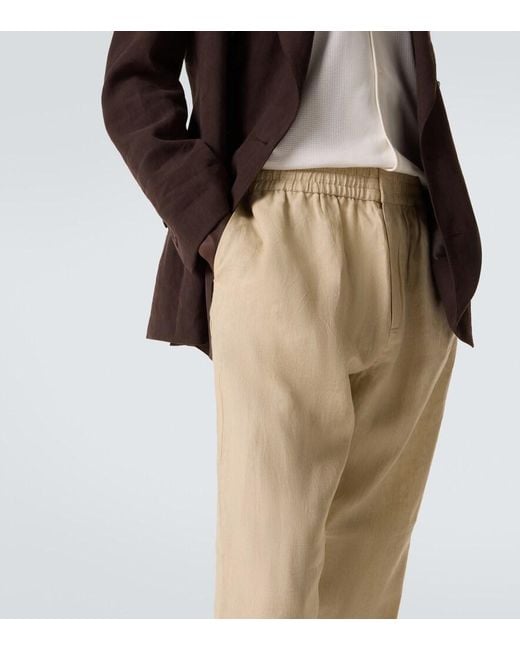 Sunspel Natural Linen Straight Pants for men