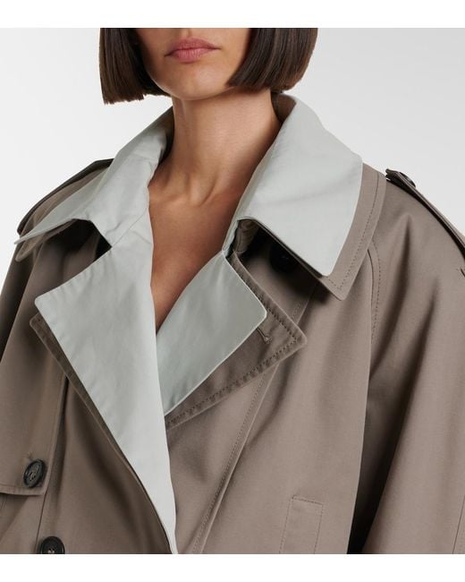 The Attico Brown Cropped Gabardine Trench Coat