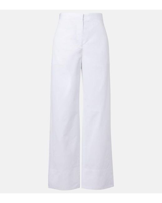 Totême White Twisted Seam Cotton Poplin Wide-Leg Pants