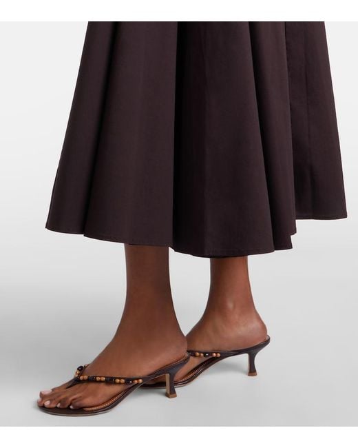 Staud Brown Gwen Cotton Poplin Midi Dress