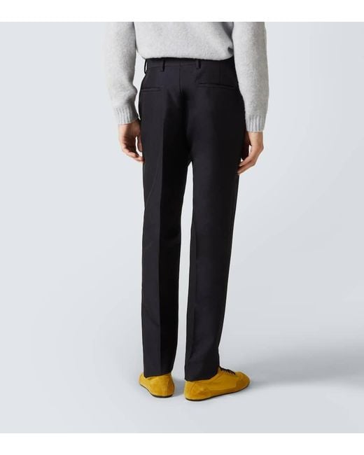 Prada Schmale Hose Aus Mohair Und Wolle in Blue für Herren