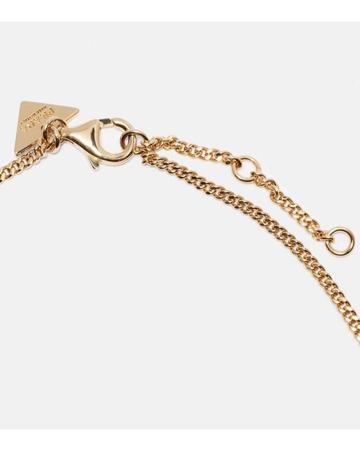 Collar De Cadena Con Logo Prada de color Metallic