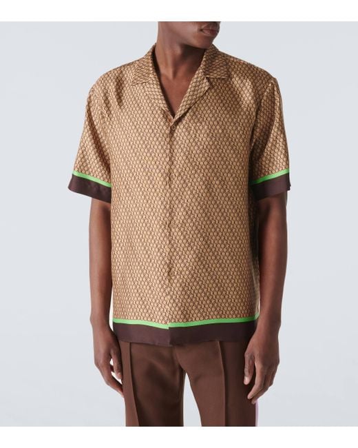 Chemise en soie a logo Gucci pour homme en coloris Brown