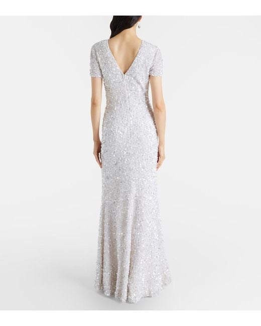 Rachel Gilbert White Nixie Sequined Gown