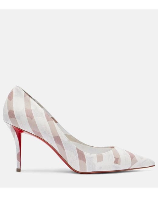 Christian Louboutin White Miss Z 80 Printed Pumps