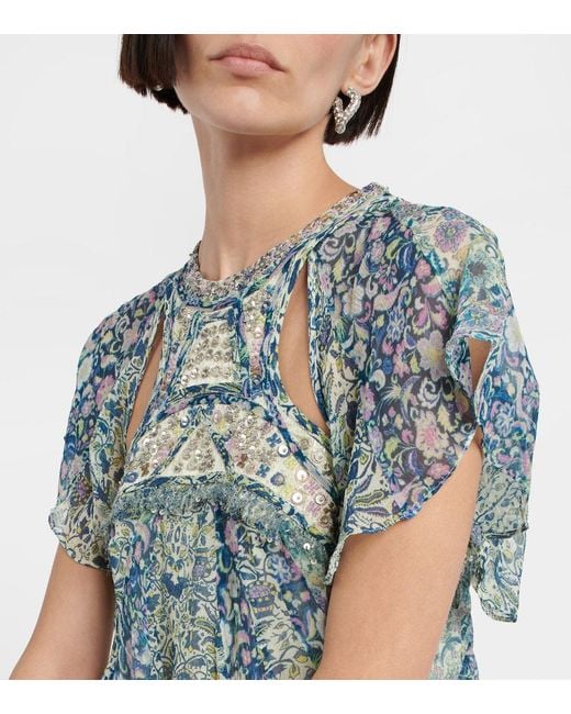 Isabel Marant Blue Odile Printed Silk Minidress