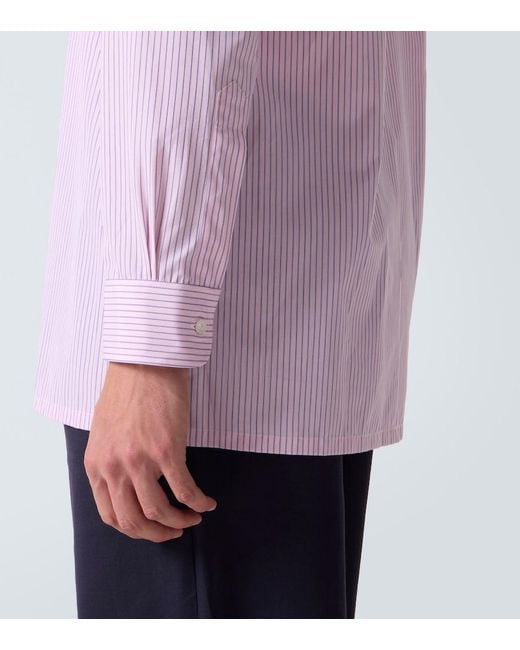 Charvet Pink Striped Cotton Poplin Shirt for men