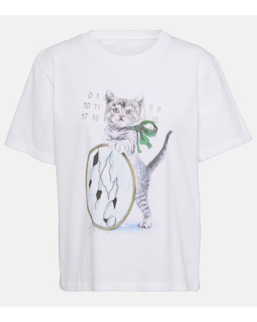 T-shirt imprime en coton MM6 by Maison Martin Margiela en coloris White