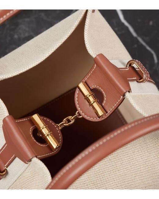 Loro Piana Natural Bale Small Leather-Trimmed Canvas Tote Bag