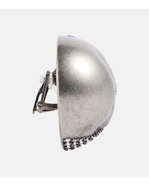 Saint Laurent Metallic Crystal-embellished Clip-on Earrings