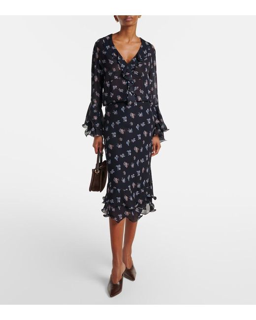 Dorothee Schumacher Black Airy Daydream Floral Georgette Blouse