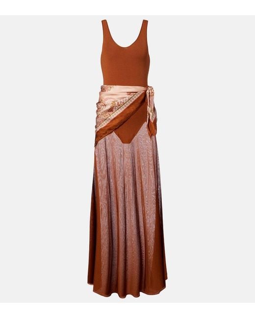 Zimmermann Brown Aster Scarf-Detail Maxi Dress