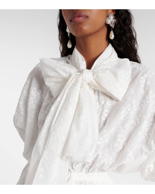 Robe brodee en coton Norma Kamali en coloris White