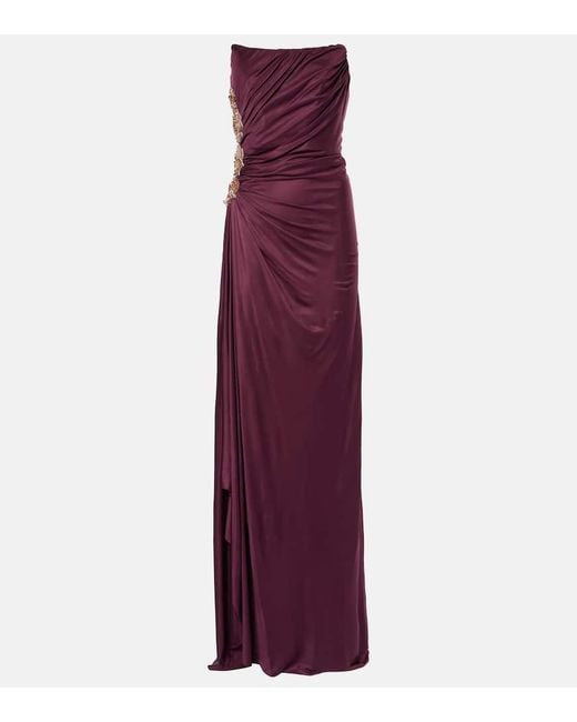 Costarellos Purple Verzierte Robe Milia