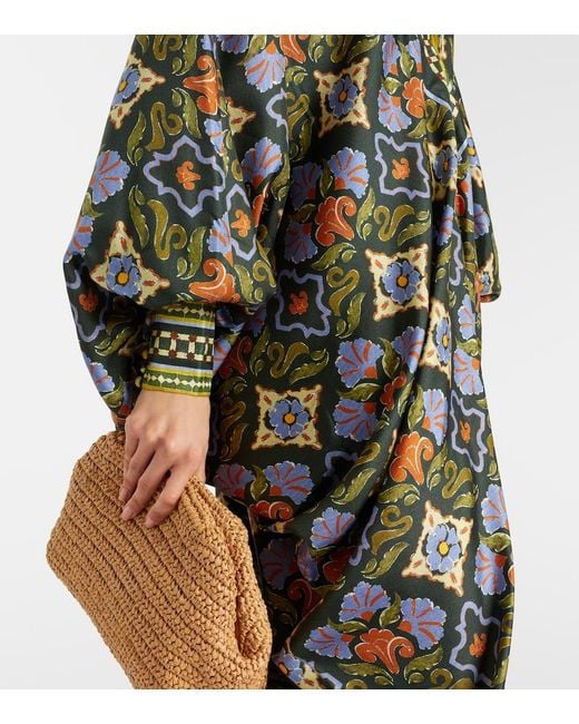 ALÉMAIS Black Cece Floral Silk Kaftan