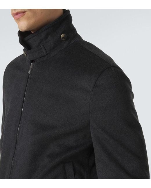 Brunello Cucinelli Black Virgin Wool Blouson Jacket for men