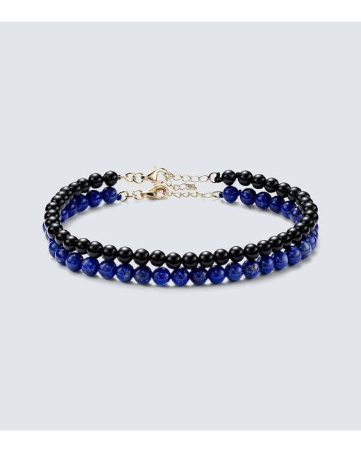Mateo Blue Set Of 2 14Kt Beaded Bracelets With Lapis Lazuli And Onyx for men