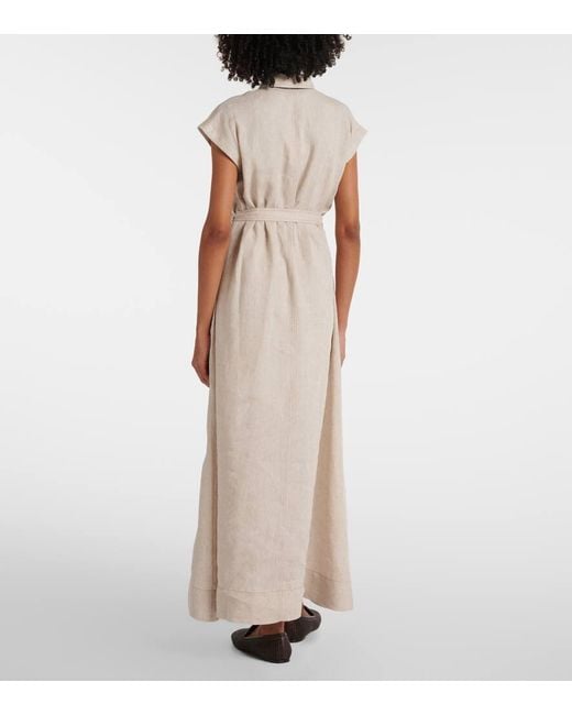 Brunello Cucinelli White Maxikleid Aus Leinen