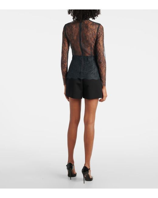Top De Cuello Alto De Encaje Floral Dolce & Gabbana de color Gray