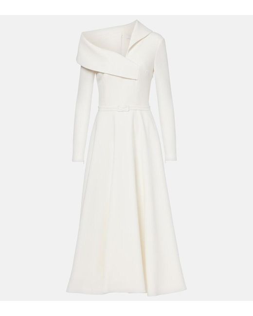 Safiyaa White Odelle Asymmetric Midi Dress