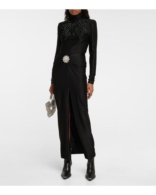 Rabanne Black Embellished Turtleneck Top