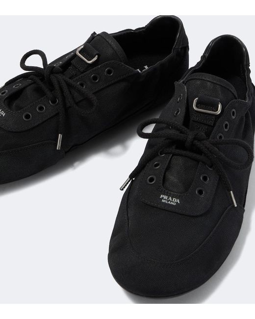 Prada Black Collapse Canvas Sneakers for men