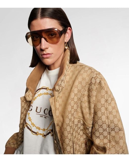 Gucci Natural Logo Shield Sunglasses